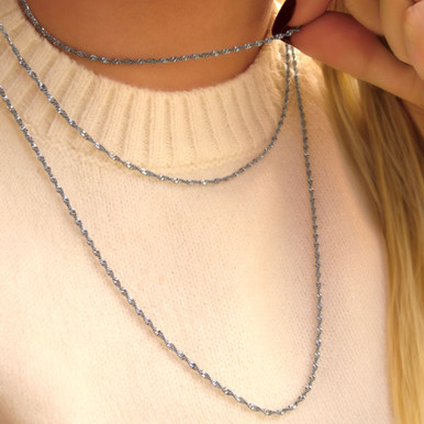 3-Piece Fine Silver Overlay Singapore Necklace Set