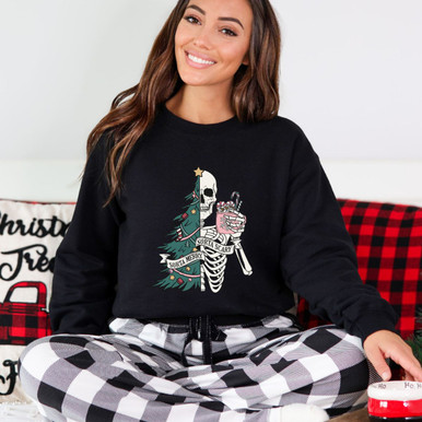 'Sorta Merry - Sorta Scary' Graphic Sweater - M / Black