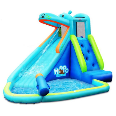 Inflatable Hippo Climbing Wall and Splash Pool - Without Blower