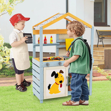 2-in-1 Wooden Mud Kitchen with Removable Water Box & Storage Bag