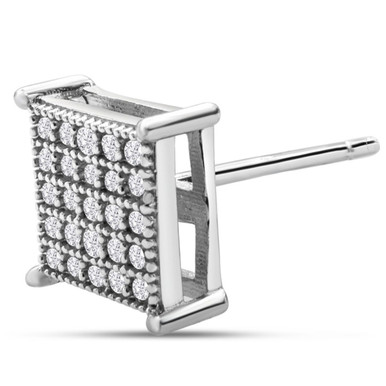 18Carat Natural Princess Style Diamond Sterling Silver Stud Earring Single
