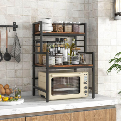 3-Tier Microwave Stand with Storage Shelves