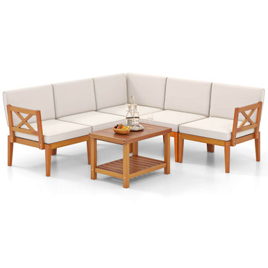 6-Piece Acacia Wood Patio Furniture Set