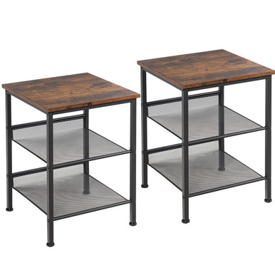 3-Tier Industrial Side Table Nightstand (Set of 2)