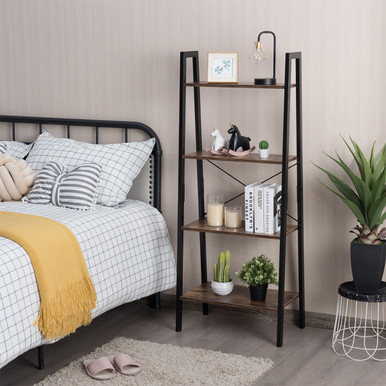 4-Tier Industrial Bookcase Display Storage Shelf