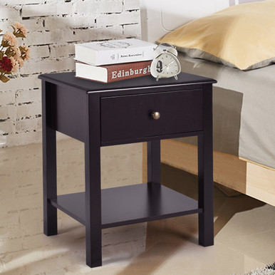 Nightstand End Table with Drawer & Shelf