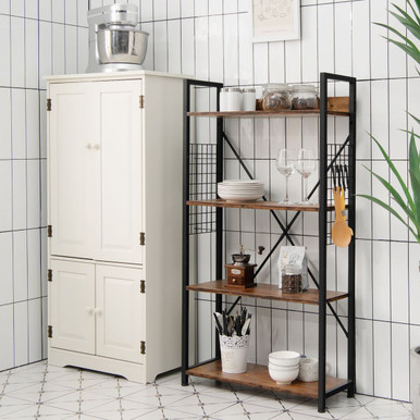 4-Tier Industrial Open-Storage Bookshelf