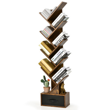 10-tier Tree Bookshelf with Drawer