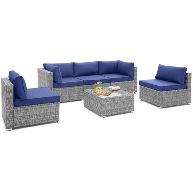 Photos - Garden Furniture Goplus 6-Piece Patio Outdoor Conversation Sofa Set HW71245NY+ 