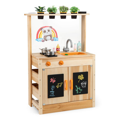 Mud Kitchen for Kids with Planting Pots and Removable Sink