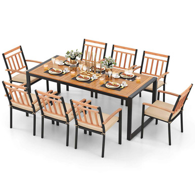 9-Piece Patio Dining Set with Soft Cushions and 1.9-Inch Umbrella Hole-image-SKU11084164