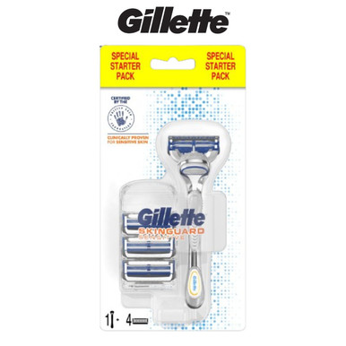 Photos - Razor / Razor Blade Gillette SkinGuard Sensitive Razor Handle + 4 Razor Blade Refills -1 