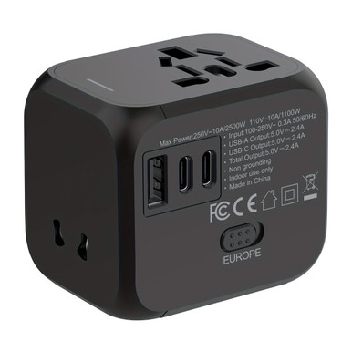 Universal Power Travel Plug Adapter - Foldable (1 or 2-Pack)