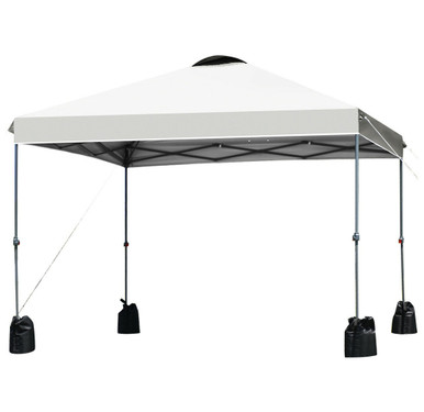 Pop Up 10' x 10' Canopy with Rolling Carry Bag and Sandbags - White