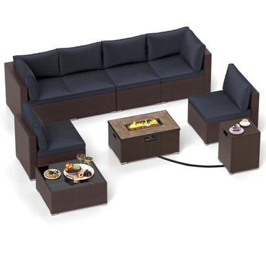 12-Piece Outdoor Furniture Set with Fire Pit Table