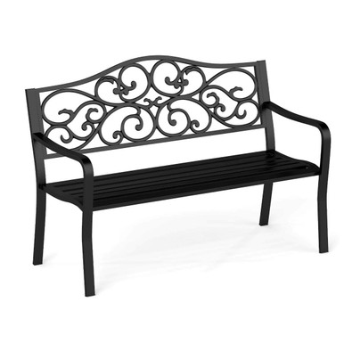 50" Porch Bench with Ergonomic Backrest and Armrests
