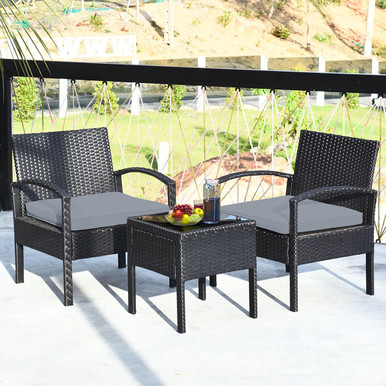 3-Piece Rattan Furniture Conversation Set