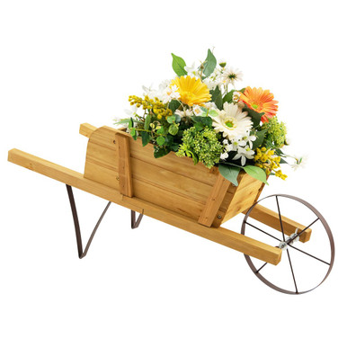 Wooden Wagon Planter with 9 Holiday Magnets