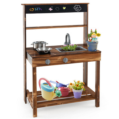 Kids' Kitchen Playset with Blackboard, Stove, and Removable Sink