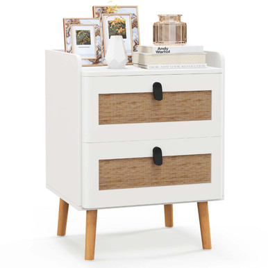 Modern Nightstand End Bedside Table with Pine Wood Legs - Bedside Table-1