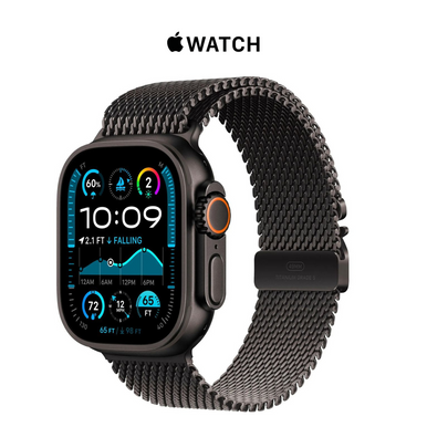 Apple Watch Ultra 2 (2023), GPS+LTE- 49MM Titanium Case - Black Milanese Loop