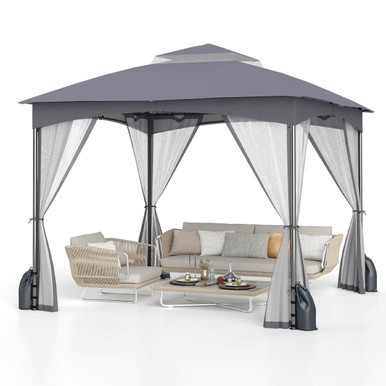 Patio Gazebo with Netting Walls - 10 X 10 FT Tent Gray