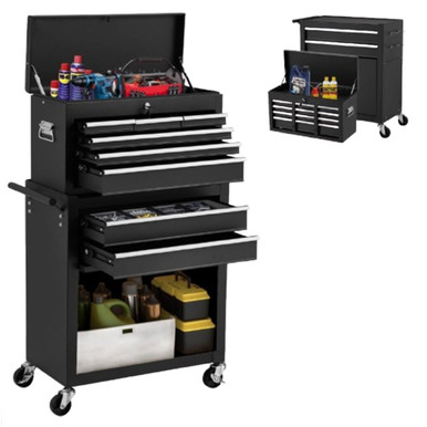 Rolling Tool Chest with Detachable Tool Box and Sliding Liners