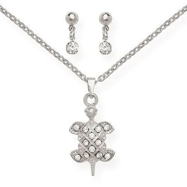 White Turtle Pendant & Earring Set-image-SKU15873463