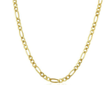 14K Solid Yellow Gold Figaro Chain Necklace - 22 inch