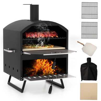 16" Outdoor Pizza Oven with Stone Peel and Grill Racks