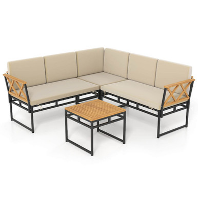4-Piece Outdoor Sectional L-Shaped Sofa Set