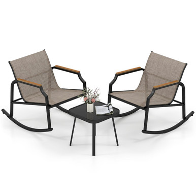 3-Piece Outdoor Rocking Bistro Set 