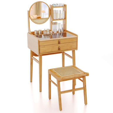 23.5" Compact Makeup Table Set with Stool