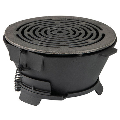 Round Hibachi Grill with 12" Double-Sided Grate and Coal Door