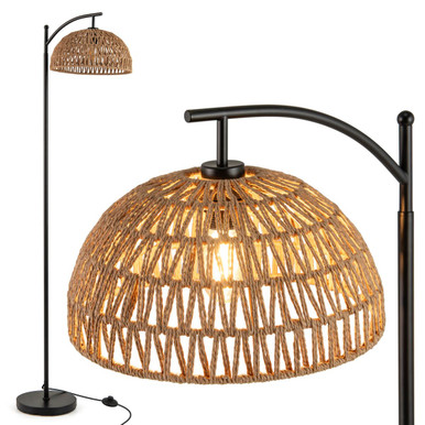 Modern Arc Standing Floor Lamp with Hanging Lampshade