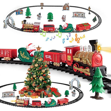 Battery Powered Locomotive Toy Train Set with Light and Sound