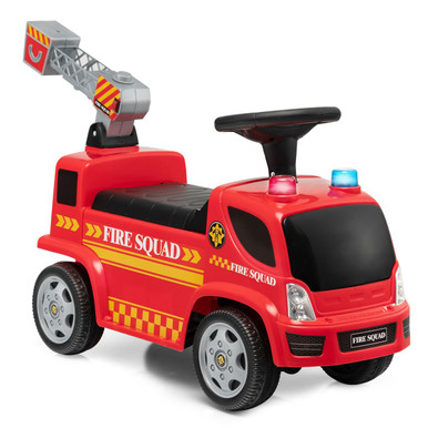 Kids' Foot-to-Floor Fire Truck with Music and Bubble Maker