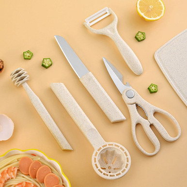 7-Piece Wheat Straw Kitchen Utensil Set