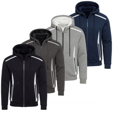 Men's Sherpa Fleece-Lined Reflective Tech Full Zip Hoodie