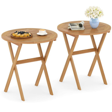 Outdoor Side Table with Slatted Tabletop