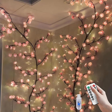 Cherry Blossom LED Tree Branch Lights with Remote - 63in