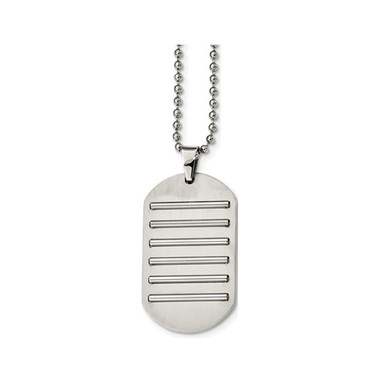 Photos - Pendant / Choker Necklace Gem & Harmony Men's Stainless Steel Brushed Dog Tag Pendant Necklace 82QGG243522
