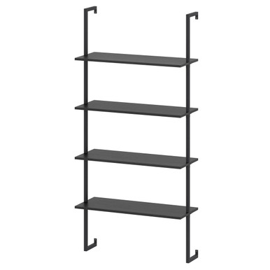4-Tier Wall-Mounted Bookshelf - Rustic Brown-2-Piece
