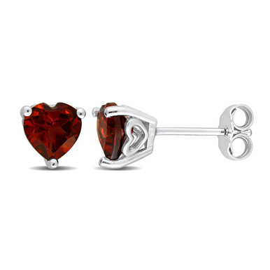 1.50 Carat (ctw) Garnet Heart-Shape Solitaire Earrings