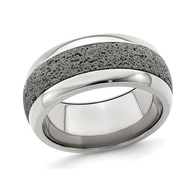 Men's Titanium Pattern Band with Grey Crete - 10mm - Ring size: 13