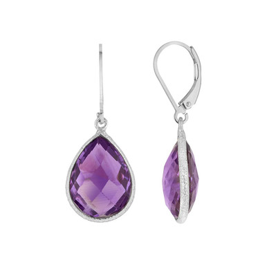 Photos - Earrings Gem & Harmony 12.0 Carat  Amethyst Teardrop  in Sterling Silver 61CDG1003AM(ctw)