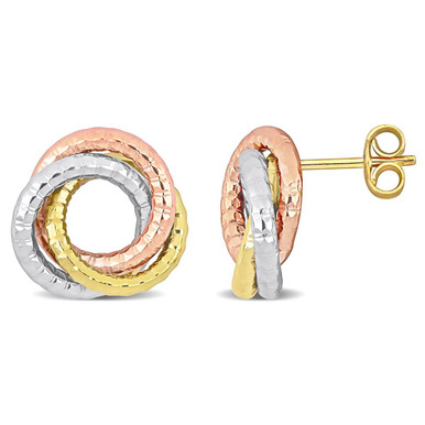 10K Yellow Gold Love Knot Button Earrings