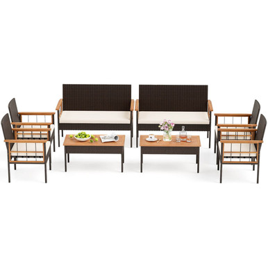 8-Piece Wicker Furniture Set with Coffee Table