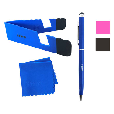Stylus Pens for Tablet, Android, iPad, iPhone, PC with Microfiber Cloth - iHome-3in1Bundle-BLU