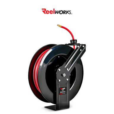 ReelWorks Industrial Retractable Air Hose Reel 38 x 80 Ft 300 PSI Max